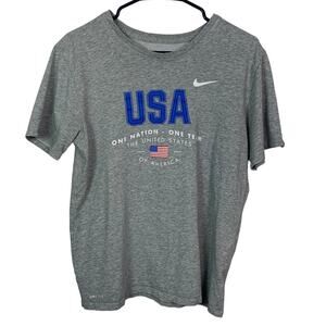 NIKE Men's USA Soccer Dri-Fit Cotton Tee Dark Grey Heather, Size M